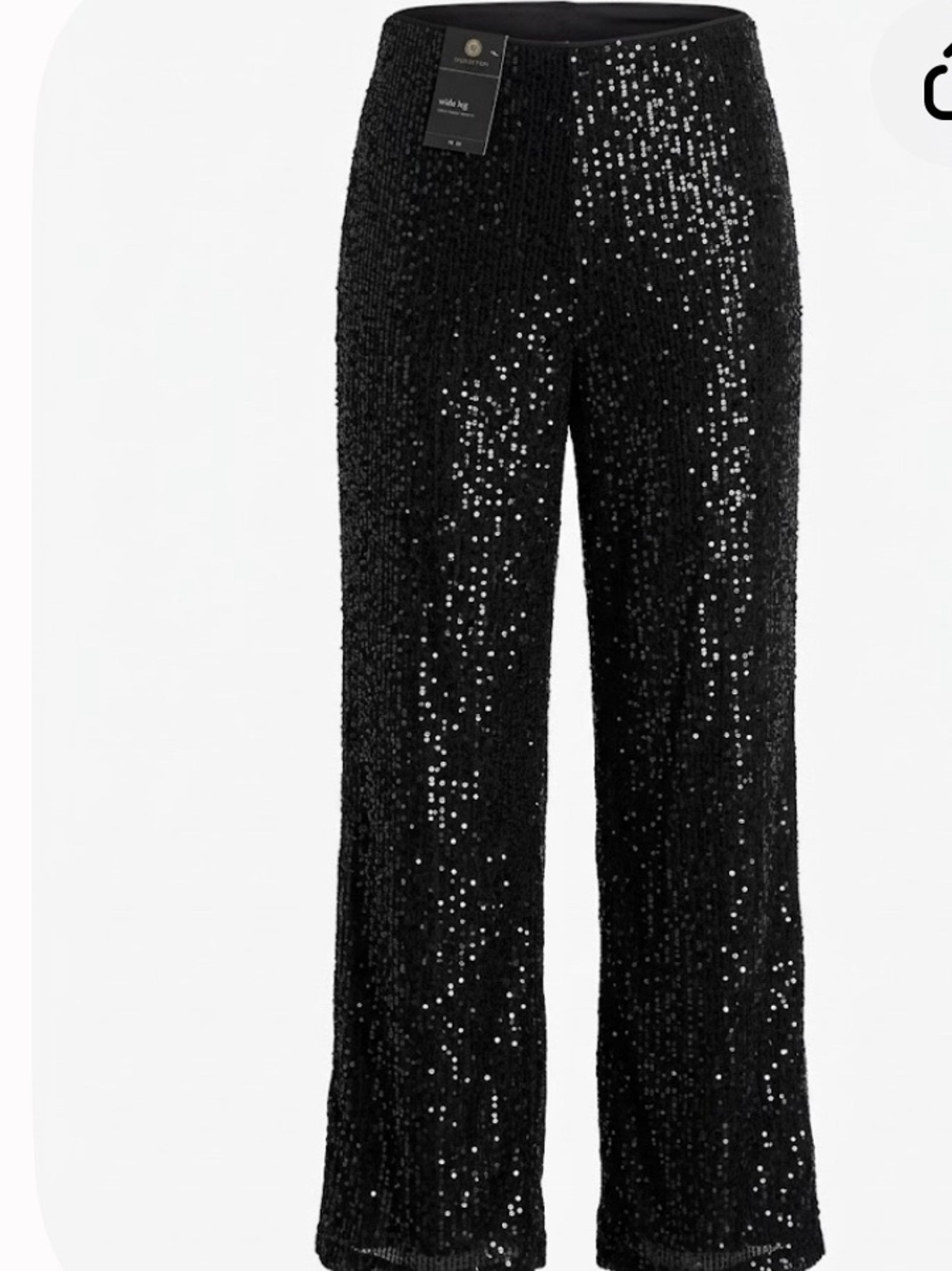 Black Sequin Wide-Leg Pants Size L